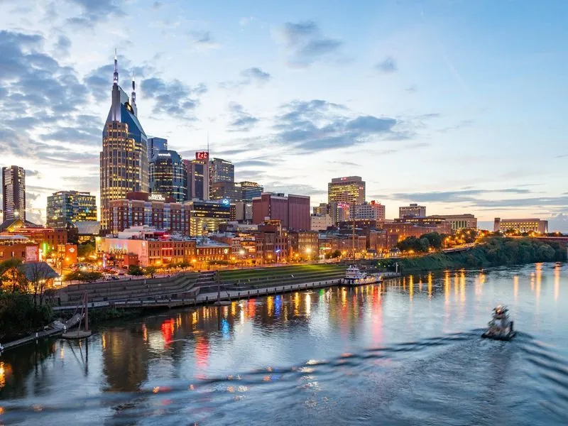 The Nashville riverfront along the Cumberland River