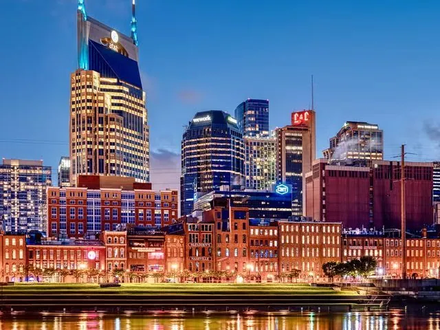 Nashville skyline under a blue sky